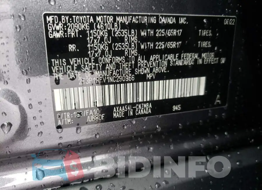 2T3P1RFV1NC290966 Photo# 10