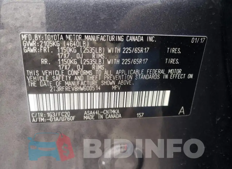 2T3RFREV8HW600514 Photo# 10