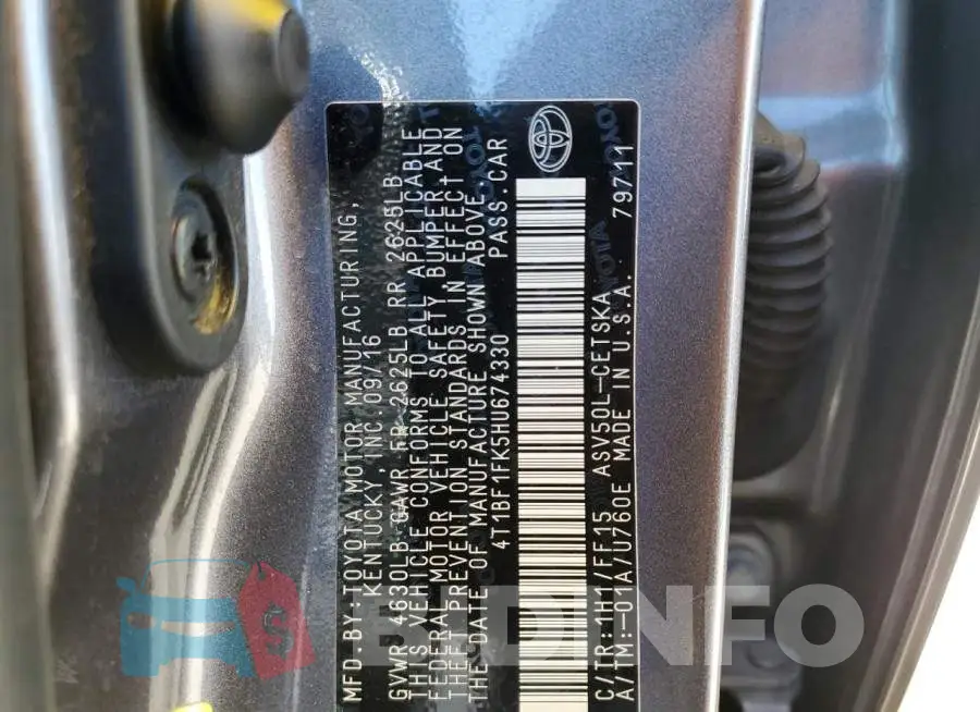 4T1BF1FK5HU674330 Photo# 10