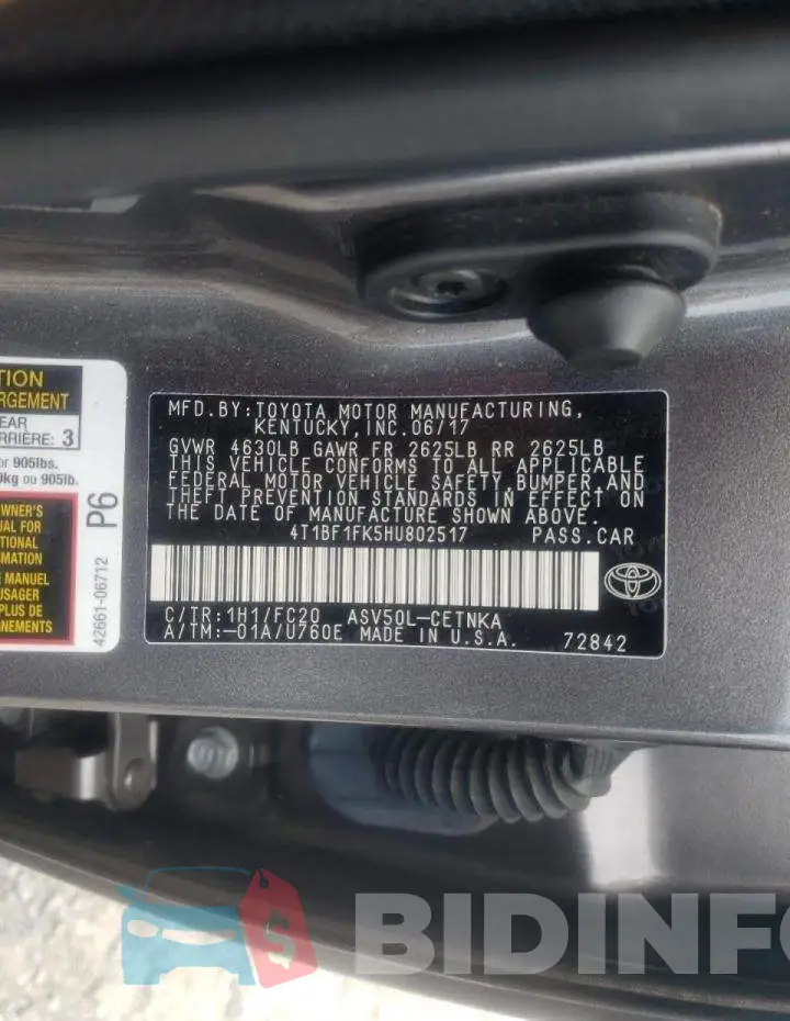 4T1BF1FK5HU802517 Photo# 10