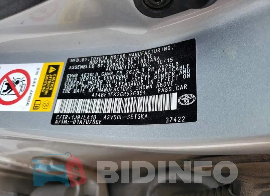 4T4BF1FK2GR536894 Photo# 10