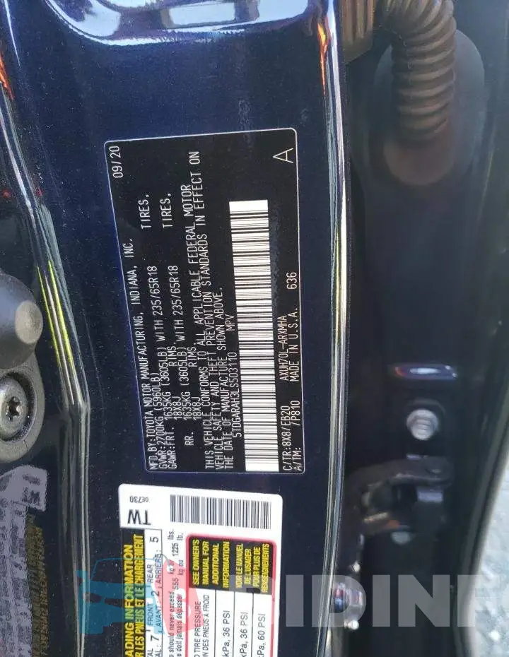 5TDGARAH3LS503110 Photo# 10