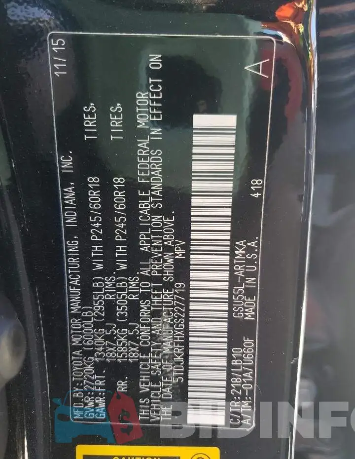 5TDJKRFHXGS227719 Photo# 10