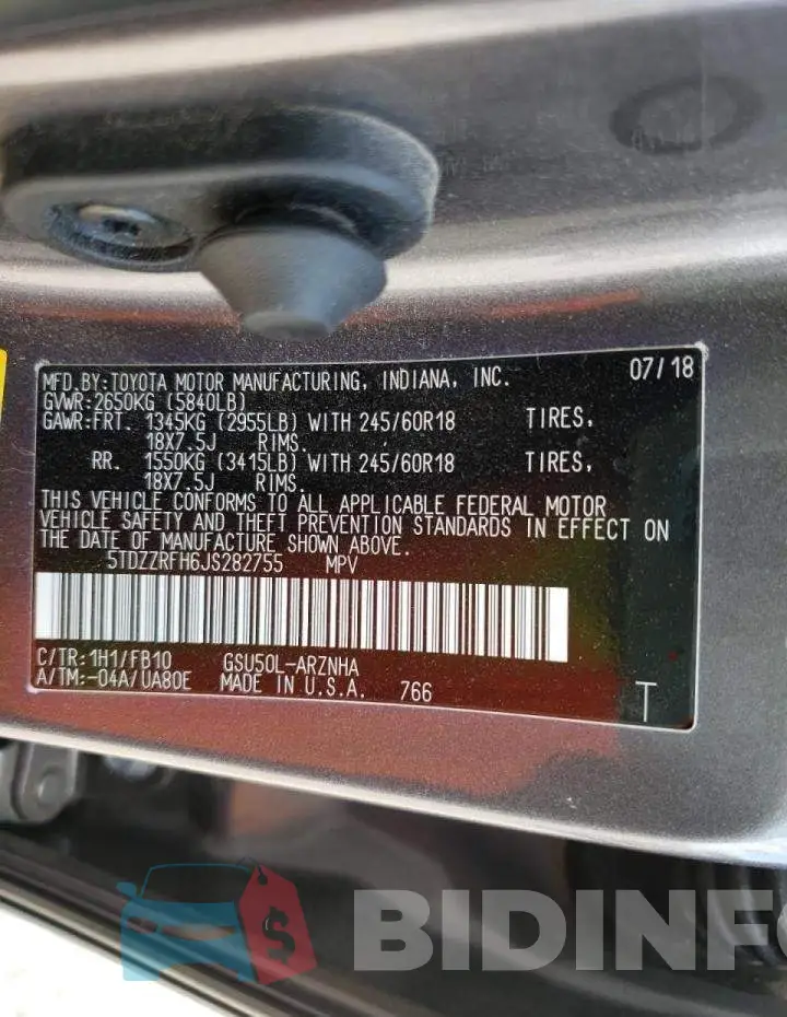 5TDZZRFH6JS282755 Photo# 10