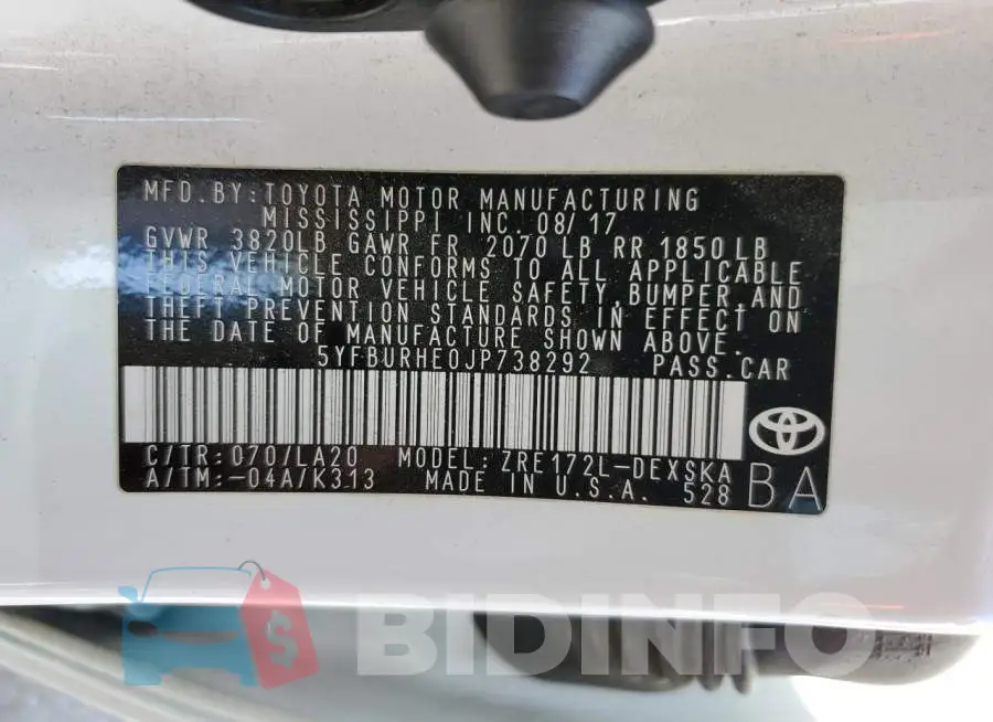 5YFBURHE0JP738292 Photo# 10