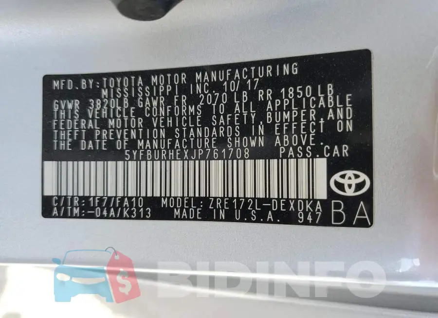5YFBURHEXJP761708 Photo# 10