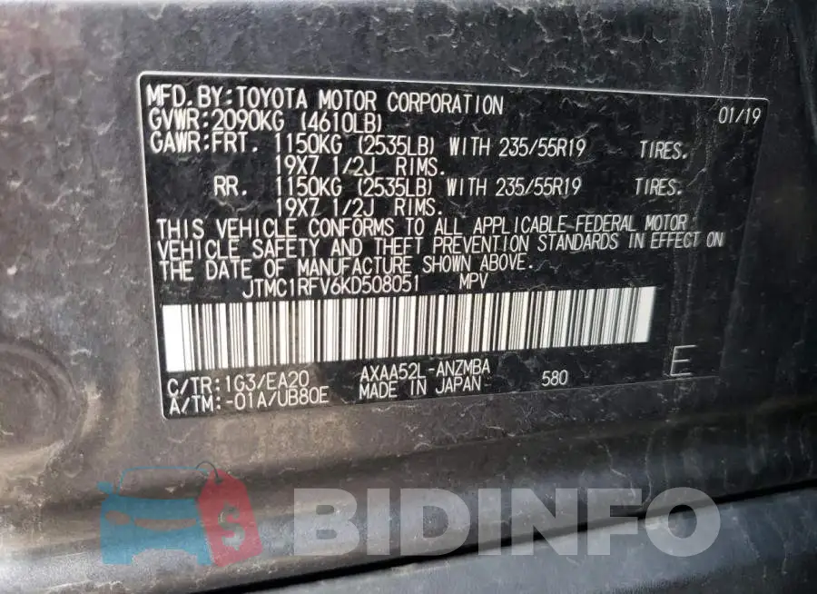 JTMC1RFV6KD508051 Photo# 10