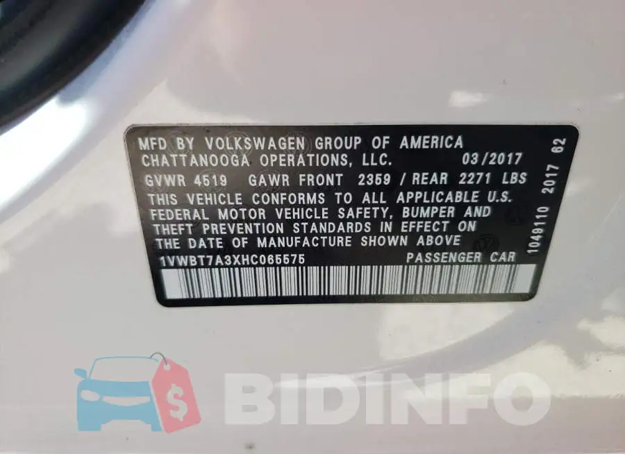 1VWBT7A3XHC065575 Photo# 10