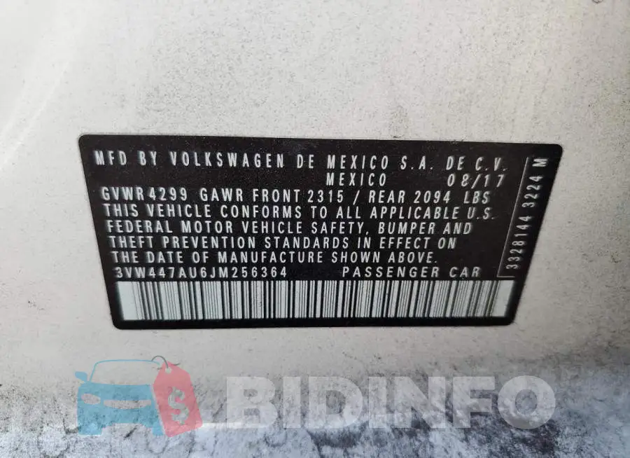 3VW447AU6JM256364 Photo# 10