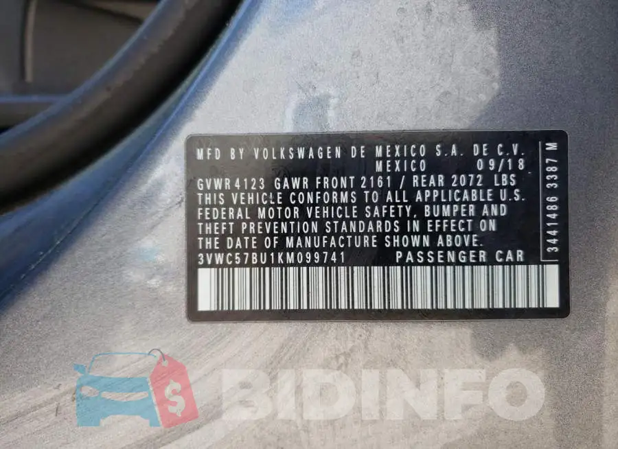 3VWC57BU1KM099741 Photo# 10