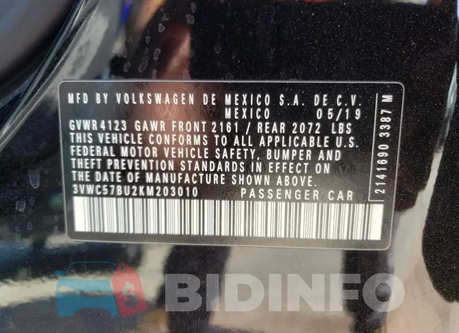 3VWC57BU2KM203010 Photo# 10