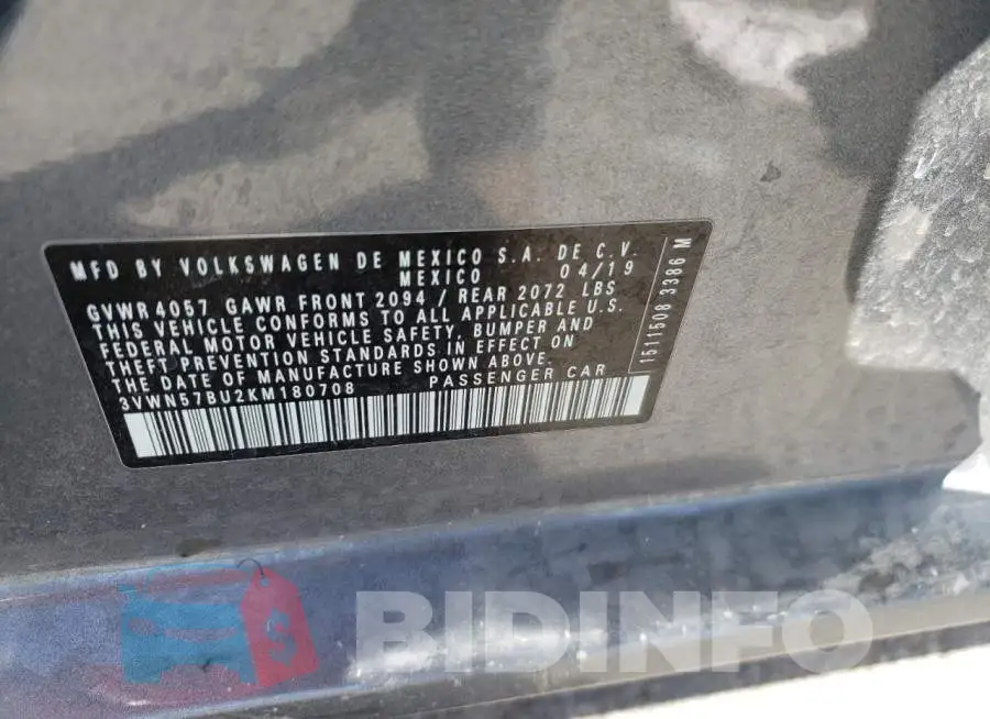 3VWN57BU2KM180708 Photo# 10