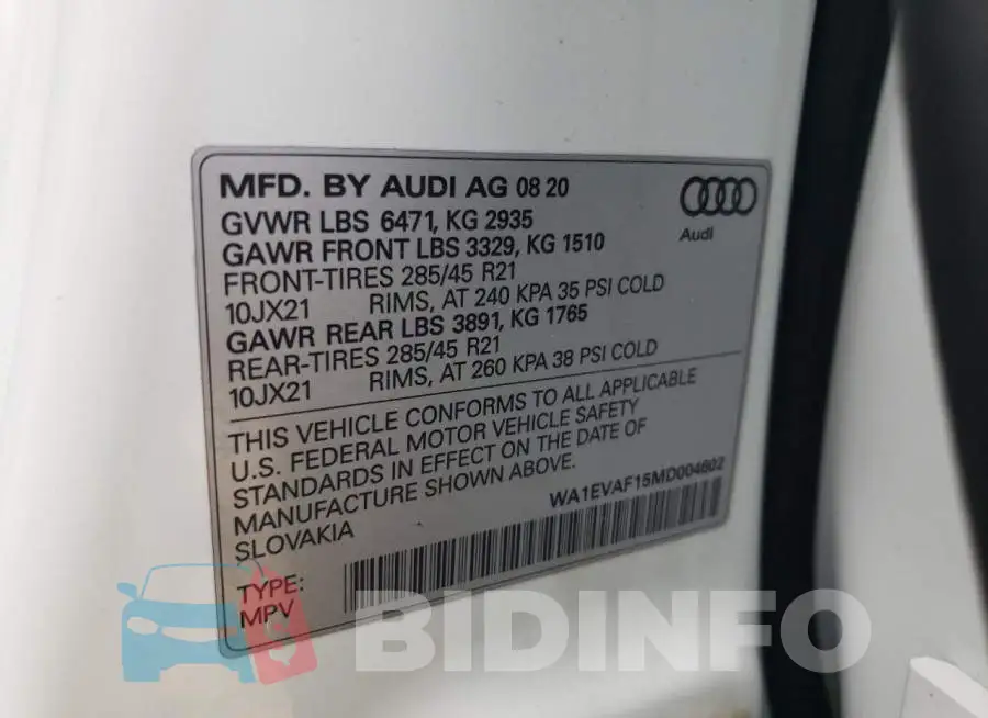 WA1EVAF15MD004602 Photo# 10