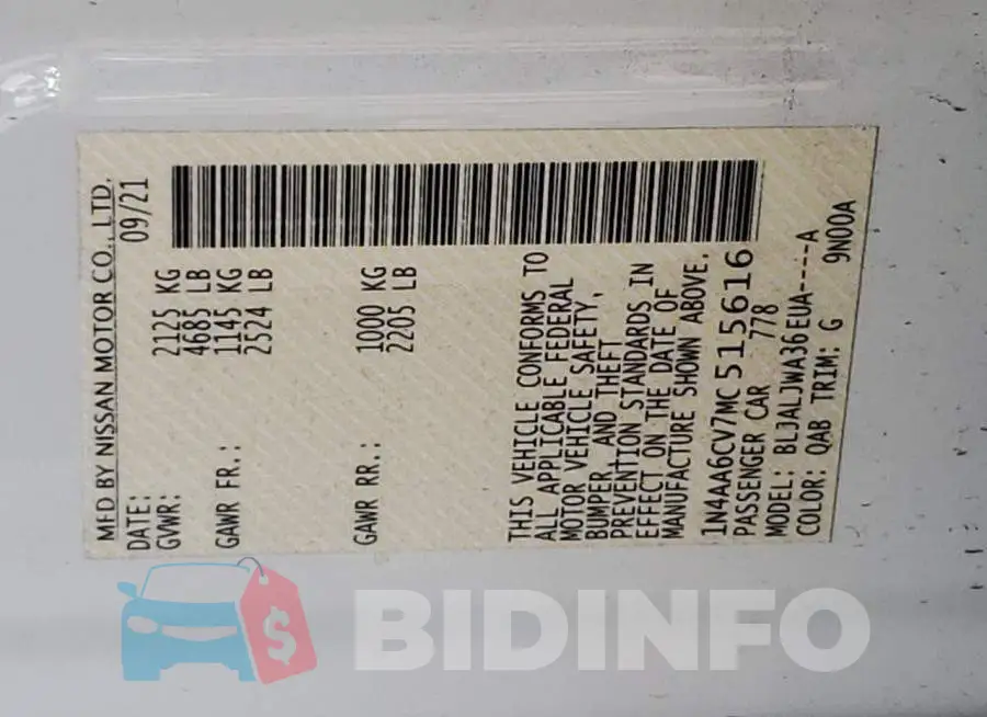 1N4AA6CV7MC515616 Photo# 10