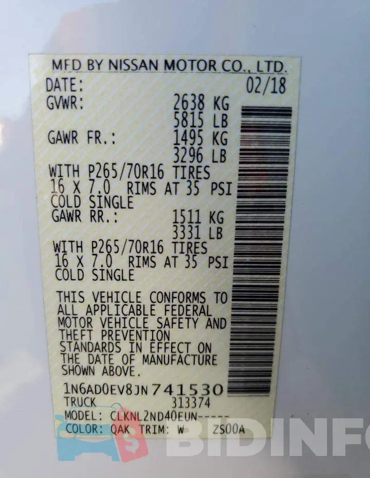 1N6AD0EV8JN741530 Photo# 10