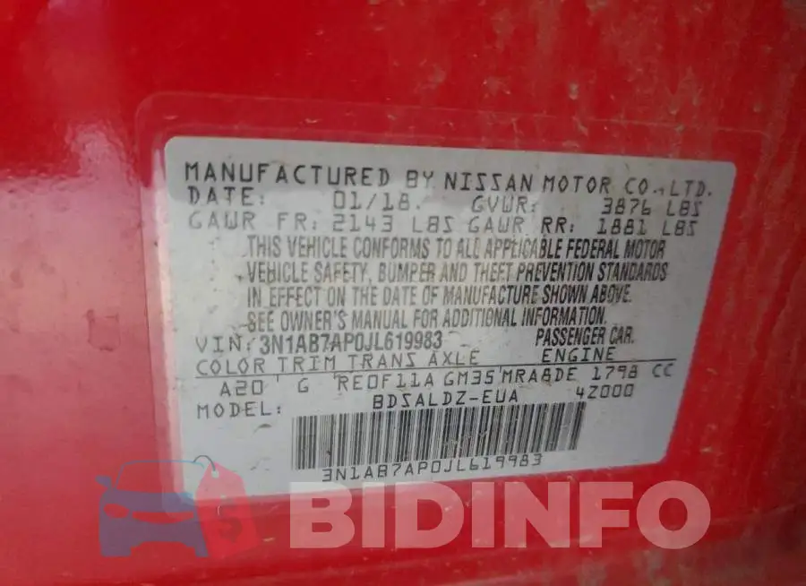 3N1AB7AP0JL619983 Photo# 10
