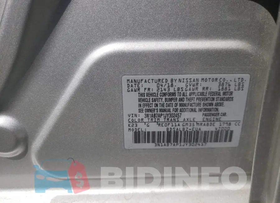 3N1AB7AP1JY302457 Photo# 10