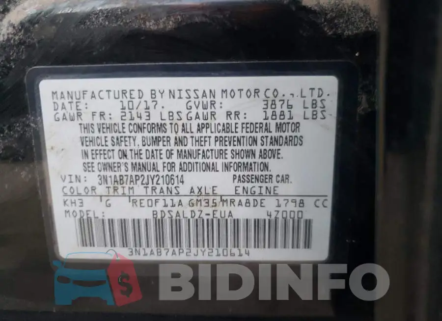 3N1AB7AP2JY210614 Photo# 10