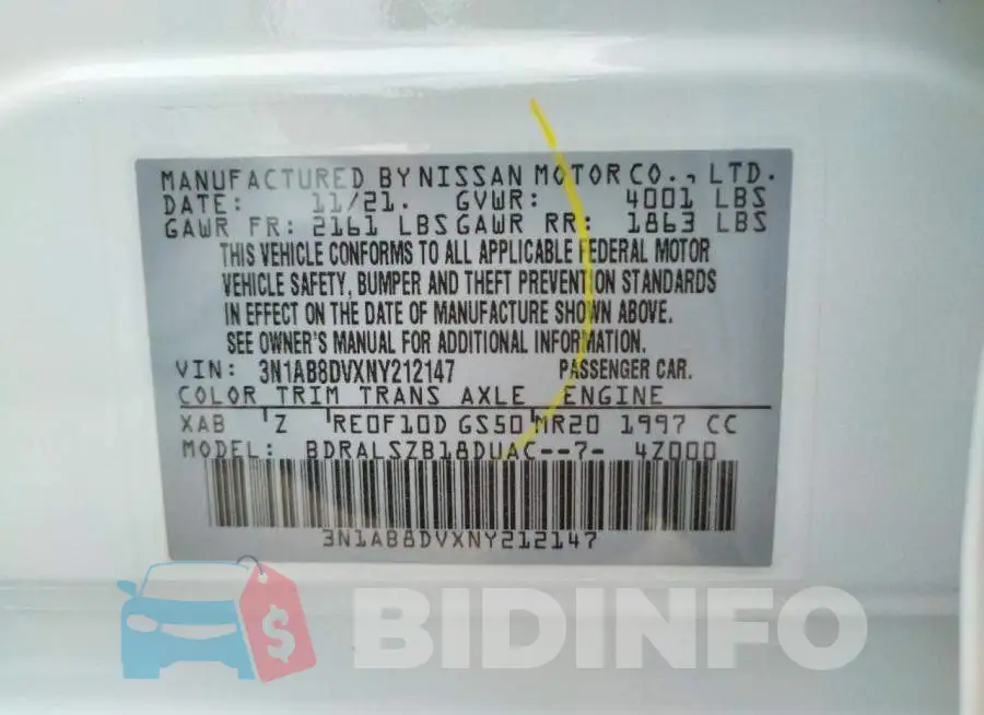 3N1AB8DVXNY212147 Photo# 10