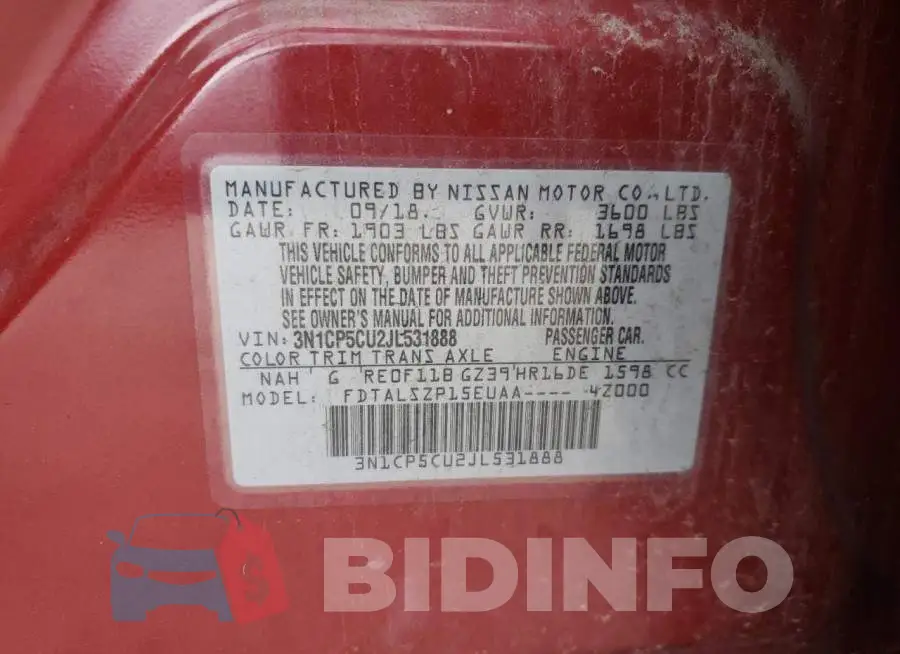 3N1CP5CU2JL531888 Photo# 10