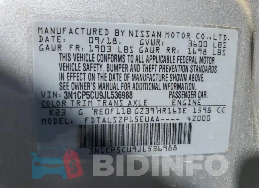 3N1CP5CU9JL536988 Photo# 10
