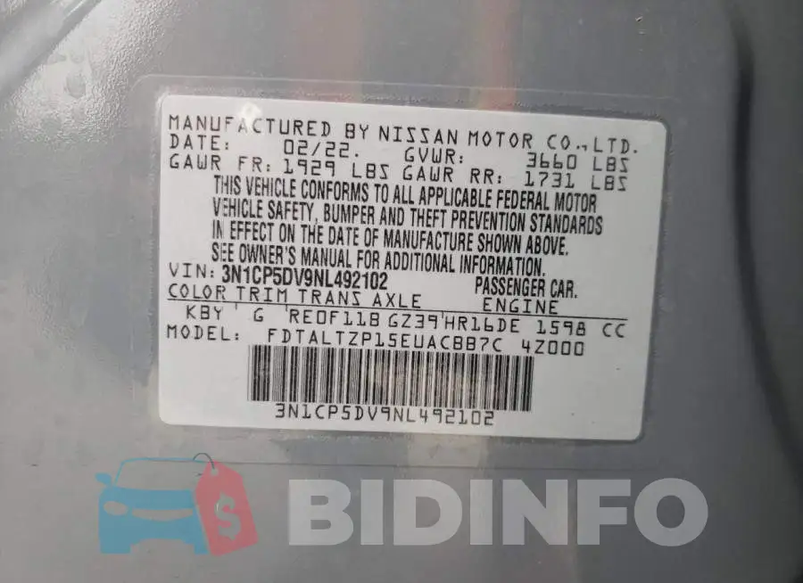 3N1CP5DV9NL492102 Photo# 10
