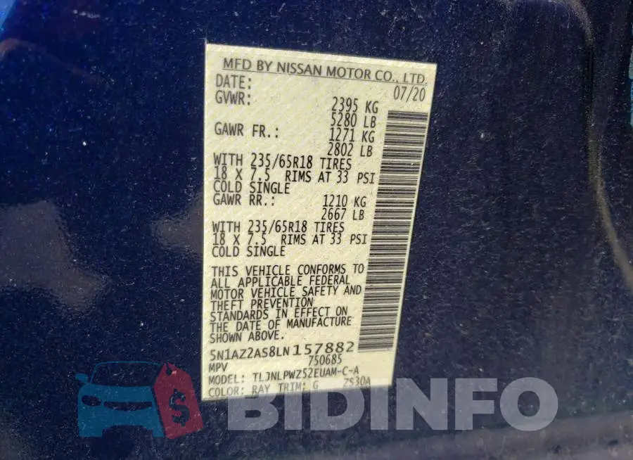 5N1AZ2AS8LN157882 Photo# 10