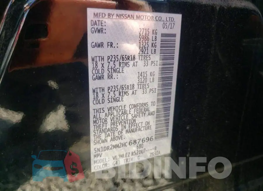 5N1DR2MM2HC687696 Photo# 10