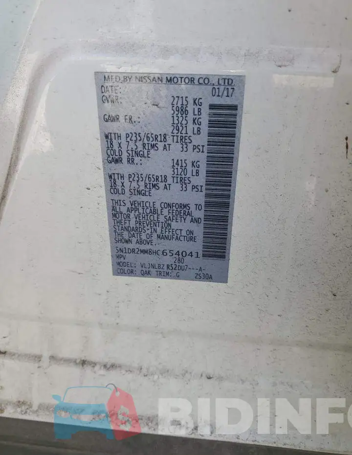 5N1DR2MM8HC654041 Photo# 10