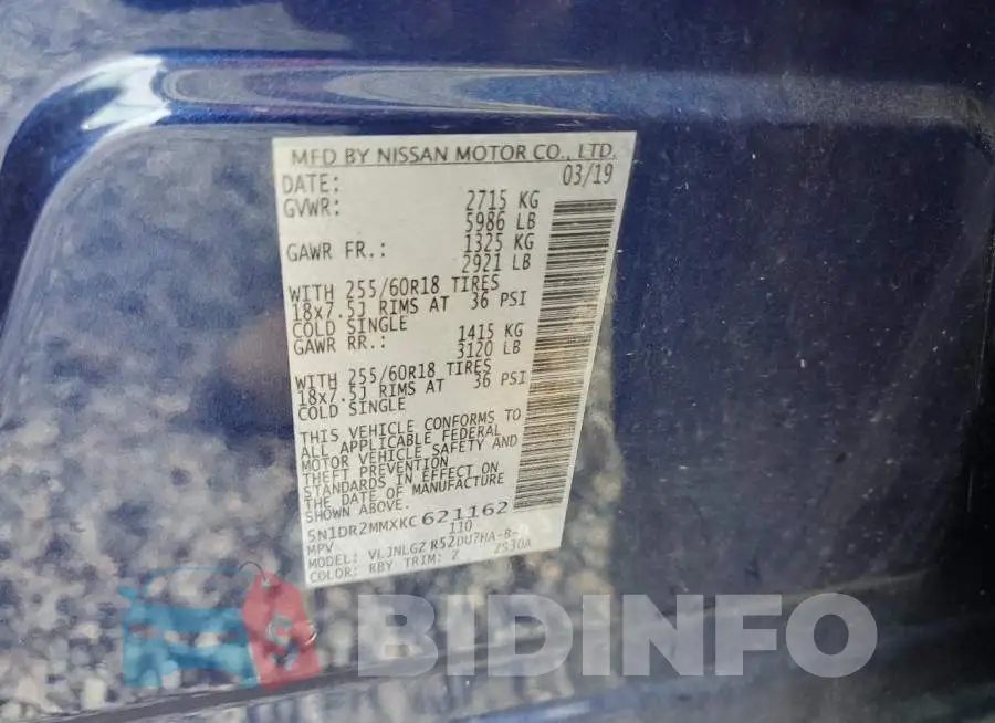 5N1DR2MMXKC621162 Photo# 10
