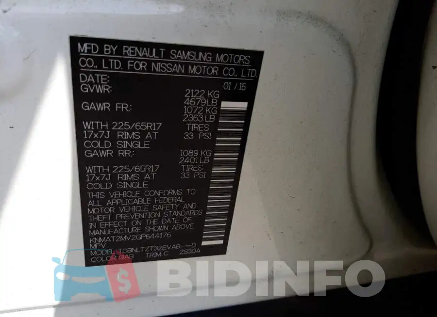 KNMAT2MV2GP644176 Photo# 10
