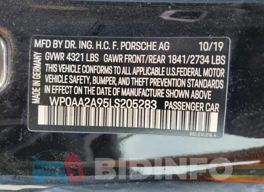 WP0AA2A95LS205283 Photo# 10