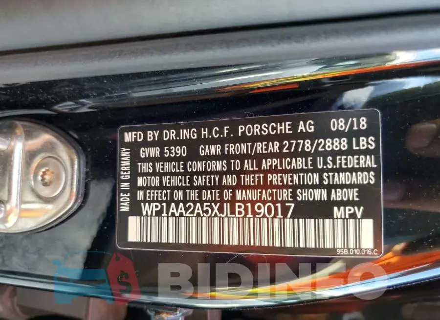 WP1AA2A5XJLB19017 Photo# 10