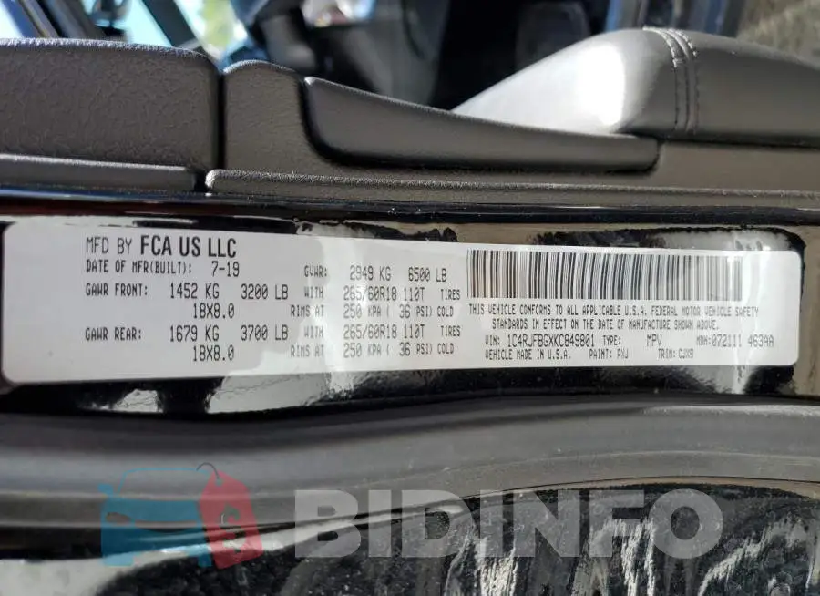 1C4RJFBGXKC849801 Photo# 10
