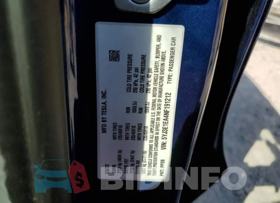 5YJ3E1EA4NF191212 Photo# 10