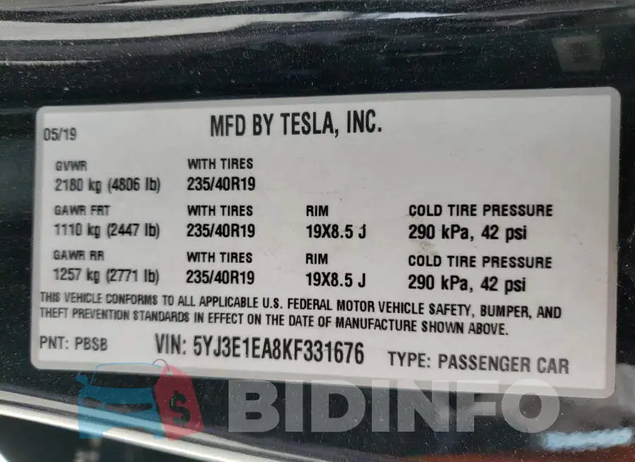 5YJ3E1EA8KF331676 Photo# 10
