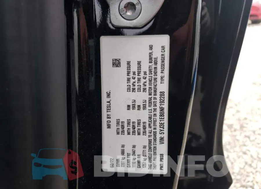 5YJ3E1EB8NF192288 Photo# 10