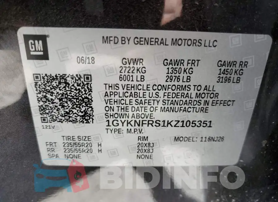 1GYKNFRS1KZ105351 Photo# 10
