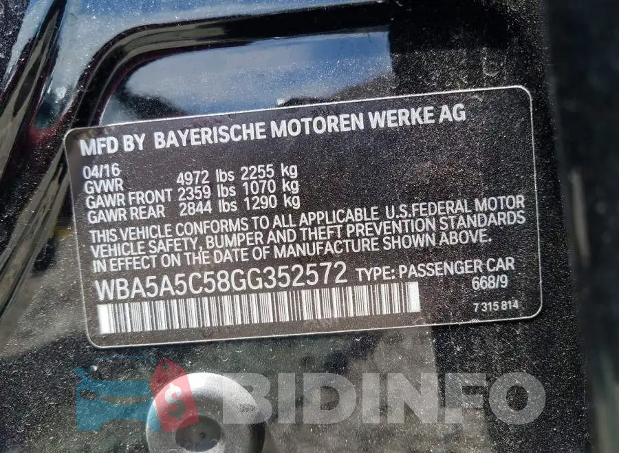WBA5A5C58GG352572 Photo# 10