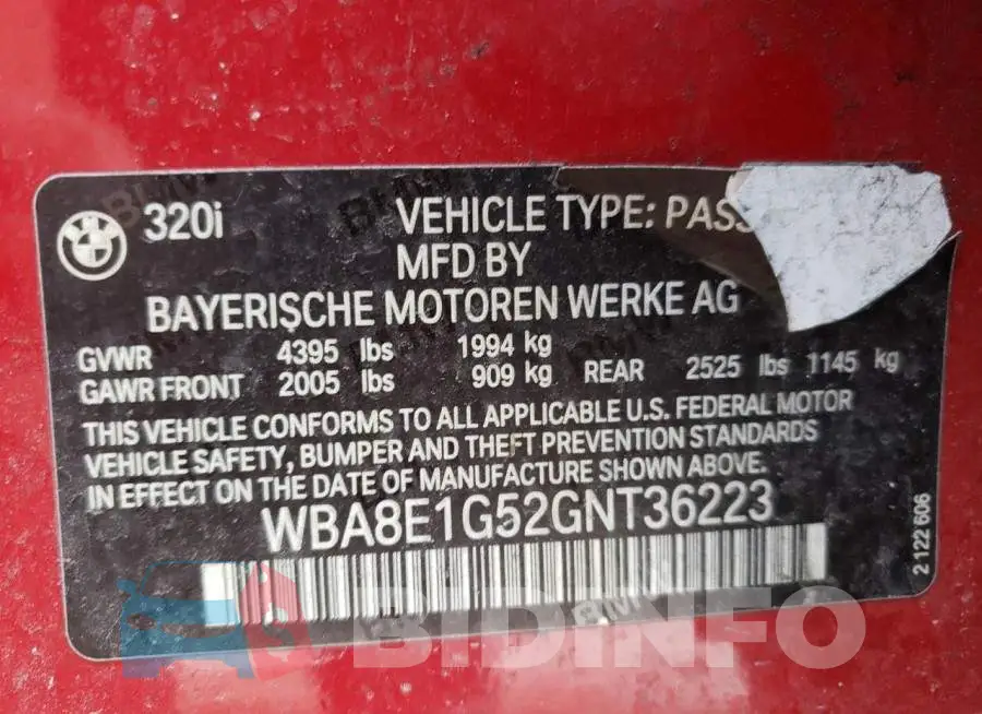 WBA8E1G52GNT36223 Photo# 10