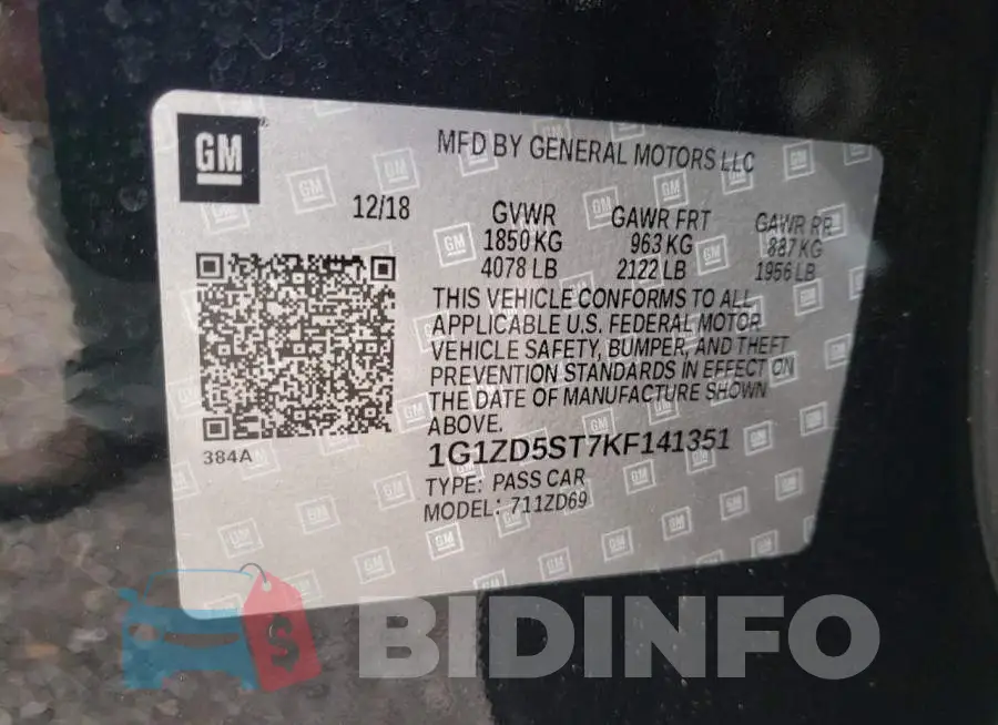 1G1ZD5ST7KF141351 Photo# 10