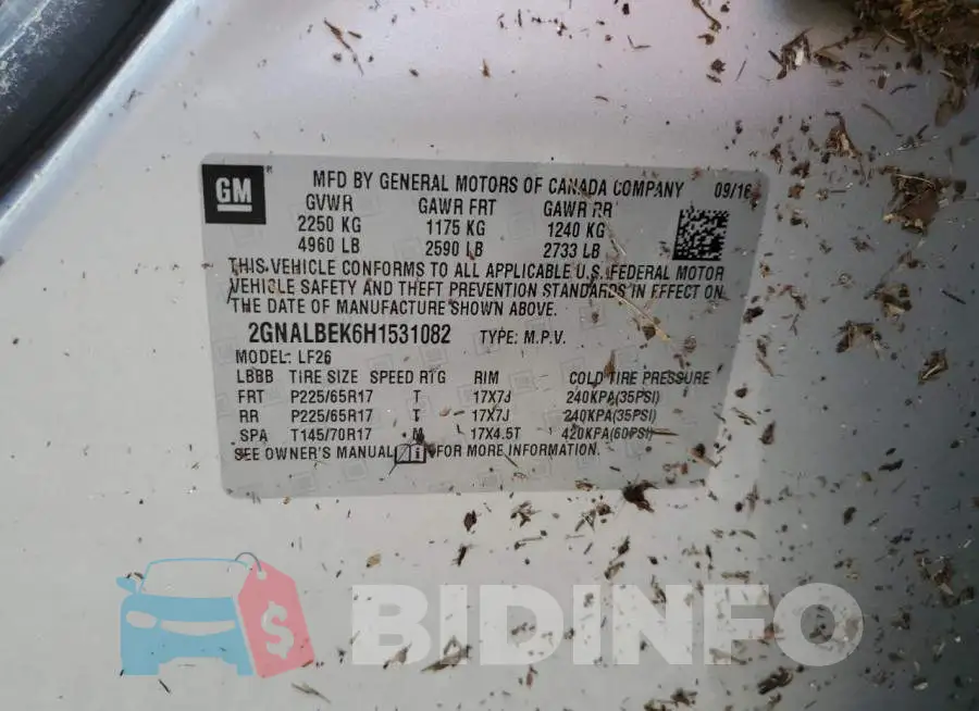 2GNALBEK6H1531082 Photo# 10