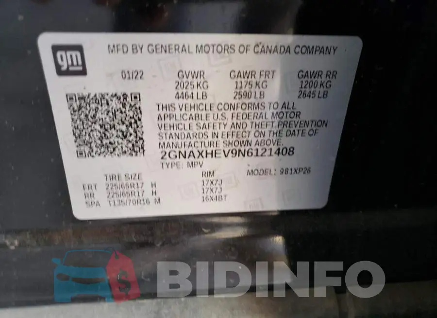 2GNAXHEV9N6121408 Photo# 10