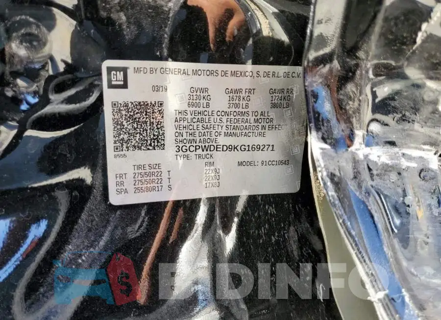 3GCPWDED9KG169271 Photo# 10