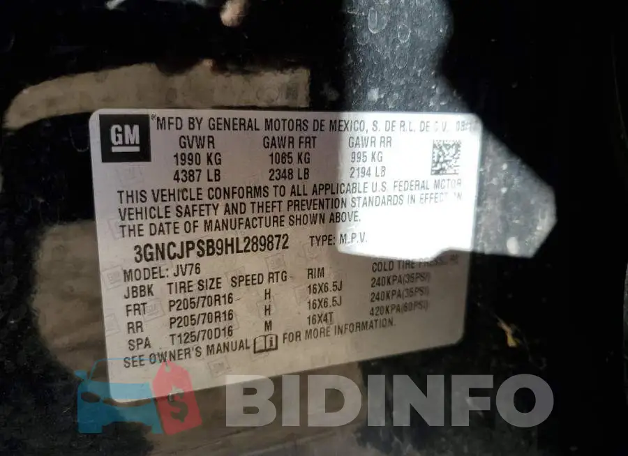 3GNCJPSB9HL289872 Photo# 10