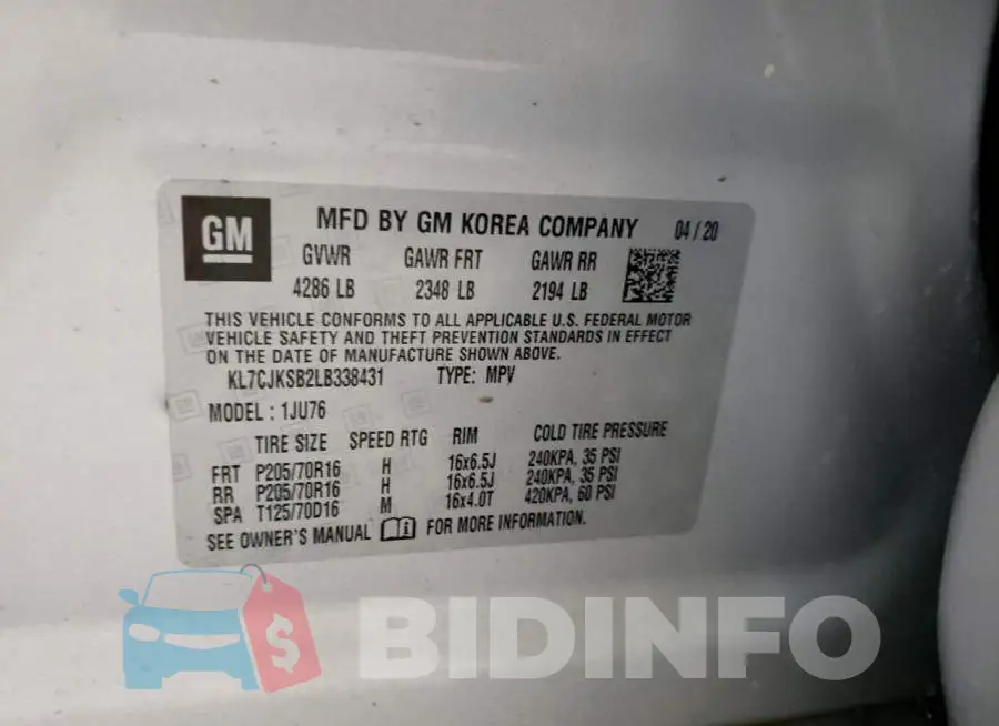 KL7CJKSB2LB338431 Photo# 10
