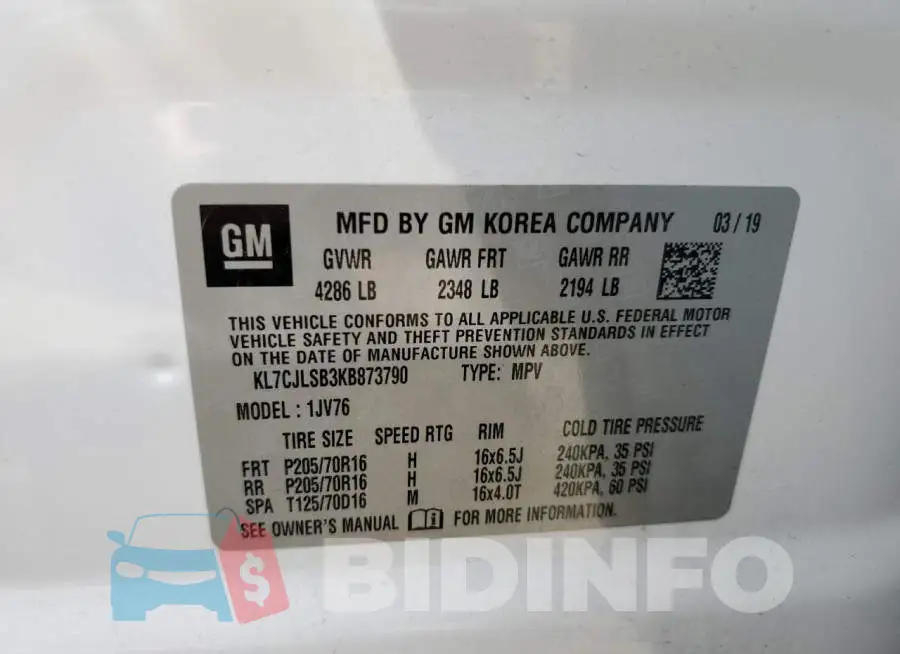 KL7CJLSB3KB873790 Photo# 10