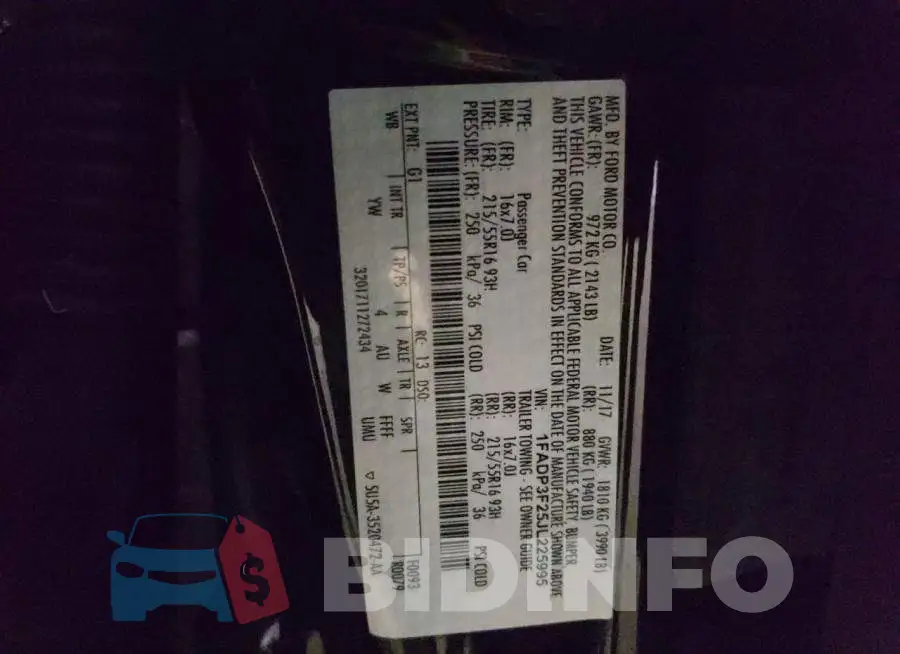 1FADP3F25JL225995 Photo# 10
