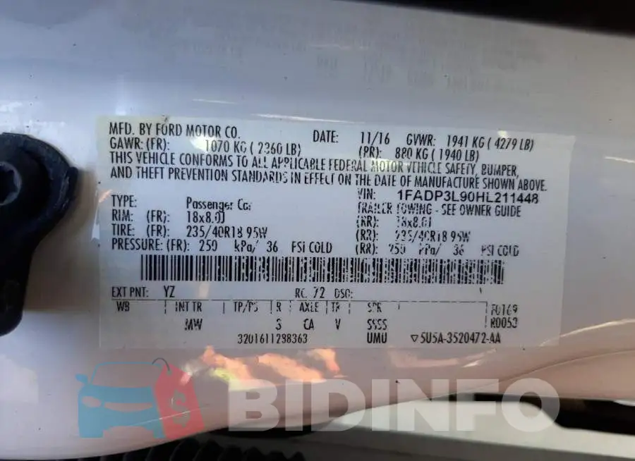1FADP3L90HL211448 Photo# 10