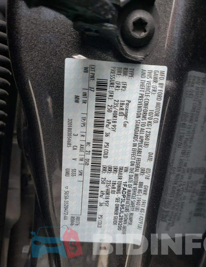 1FADP3L95JL289200 Photo# 10